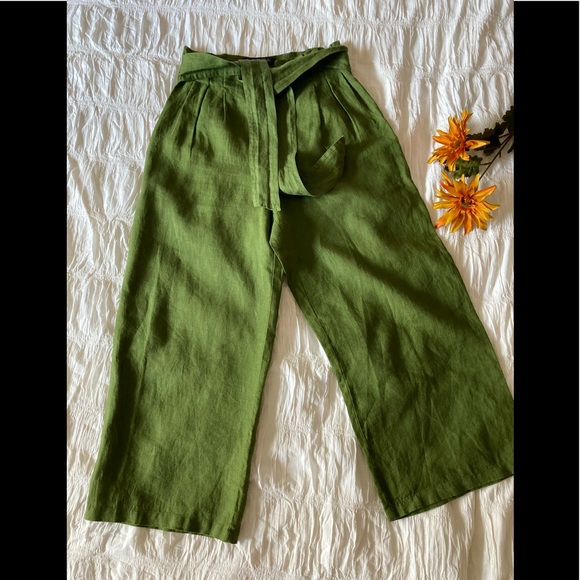 Zara Pants - Zara Olive Paperbag Wide Leg Pants